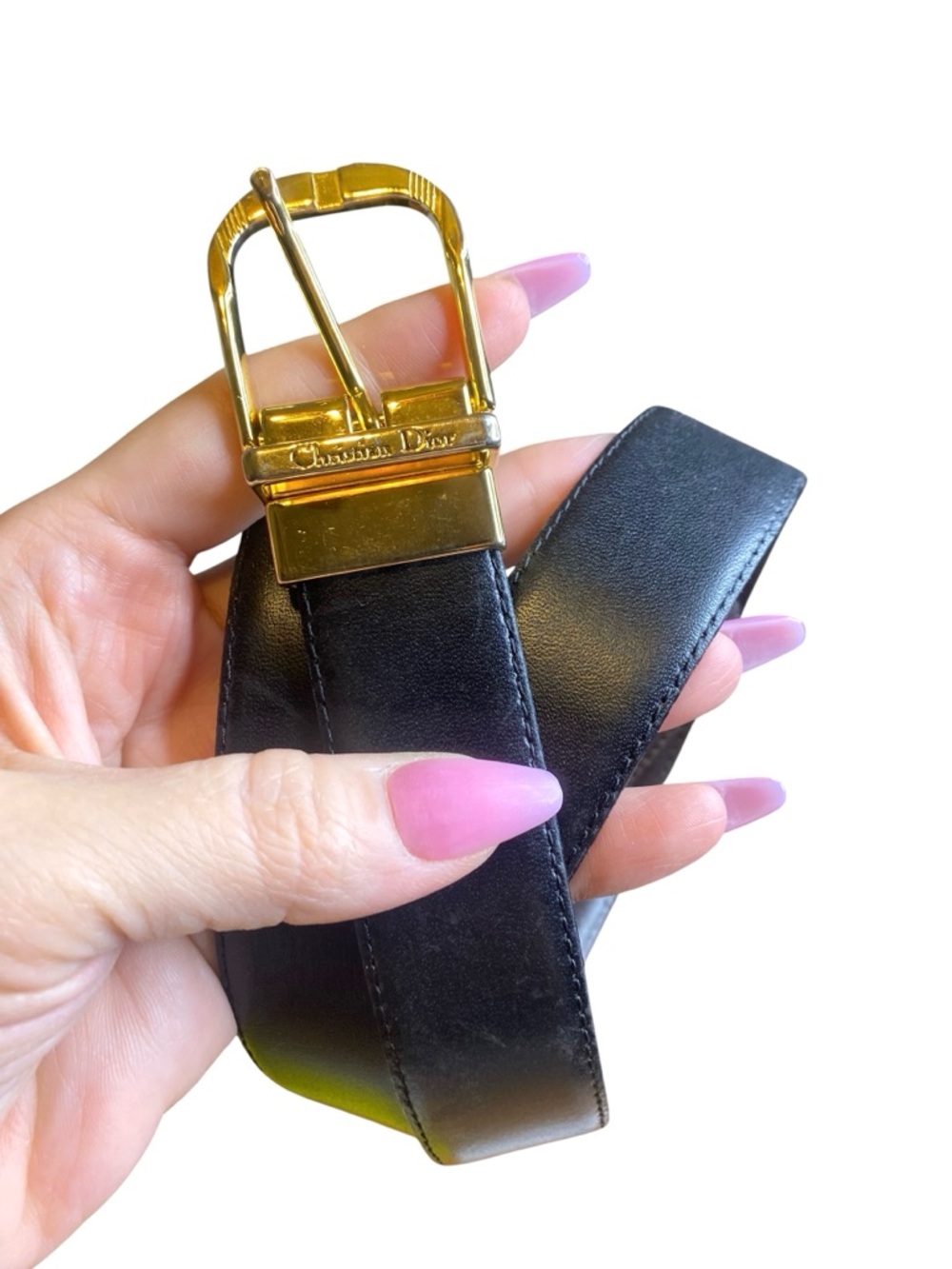 Christian Dior Vintage Unisex Reversible Black / Brown Belt 41” Long